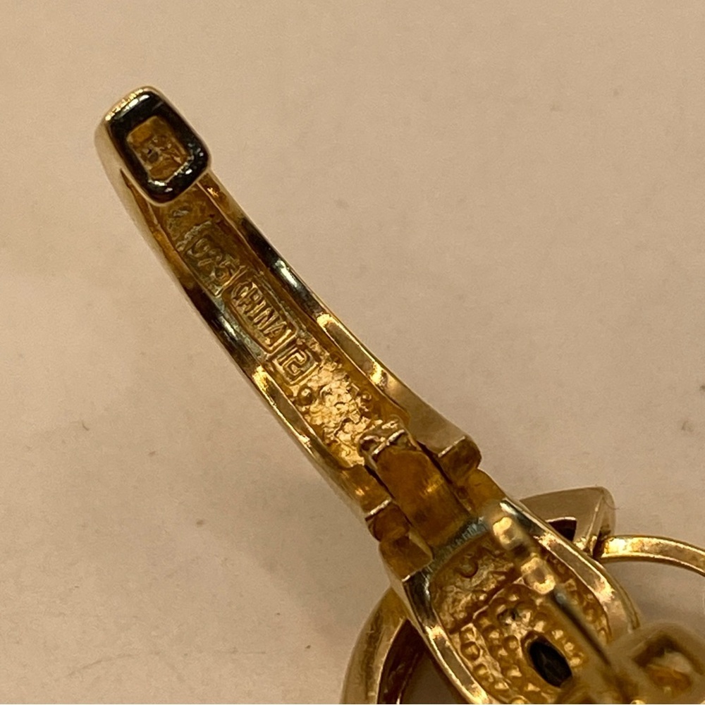 Vintage gold-plated vermeil earrings TS 925 China Marcasite Black sapphire - Picture 5 of 8